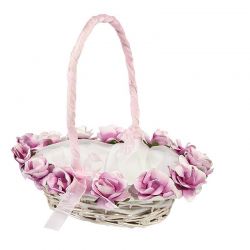 Cesta flores rosa