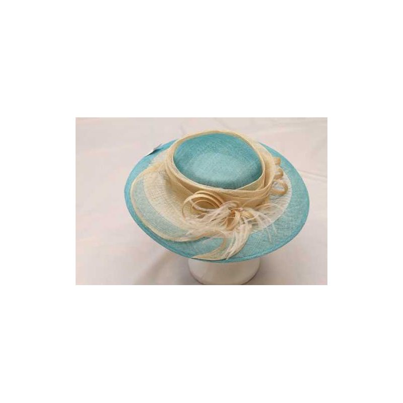 Pamela  Bicolor Turquesa/Beige con Pluma y Crin