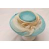 Pamela  Bicolor Turquesa/Beige con Pluma y Crin