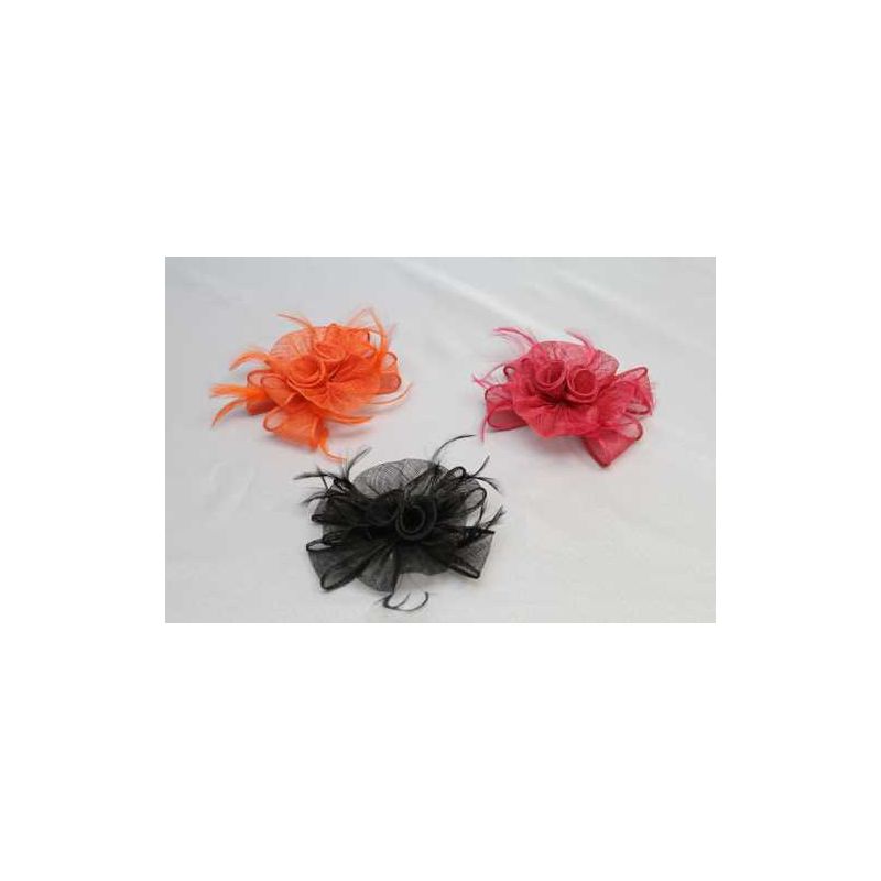Tocado Flor Sinamay y Pluma Oca Biots tintadas en 3 colores