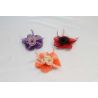 Tocado Bicolor Flor Sinamay y  plumas 3 colores