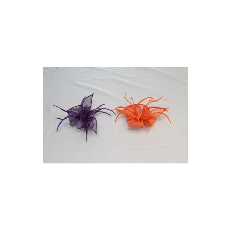 Tocado-Peina Flor Sinamay y  plumas 2 colores