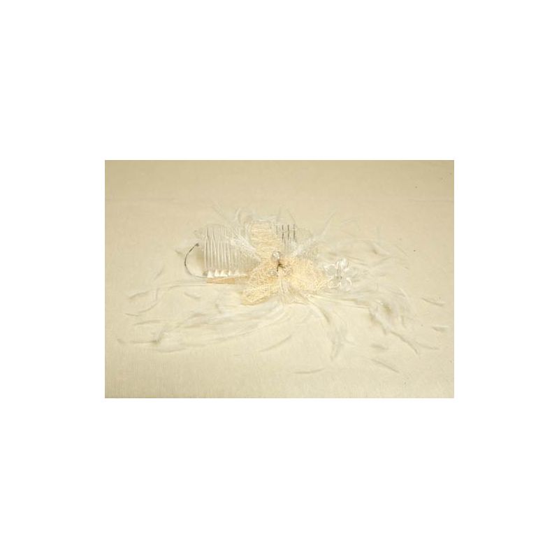 Tocado Blanco-Beige y plata