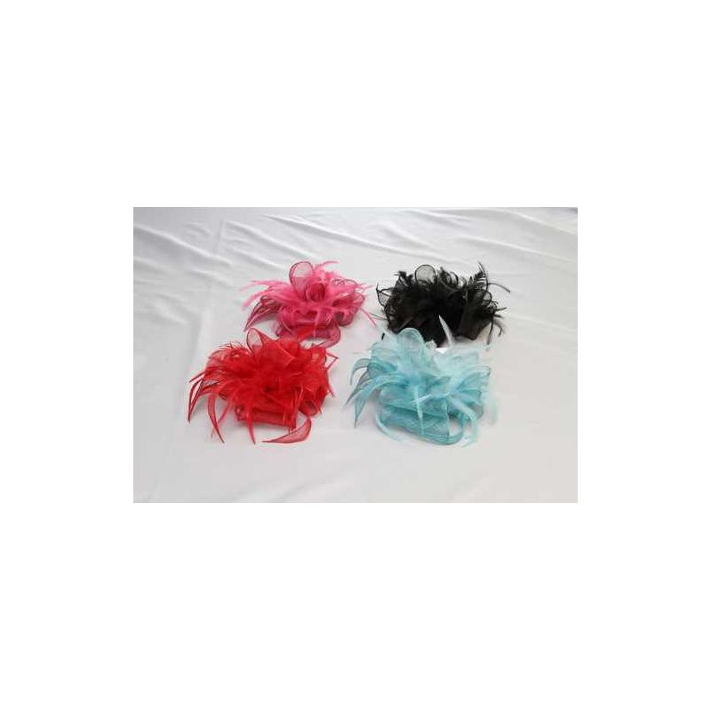 Tocado Flor Sinamay y plumas en 4 colores