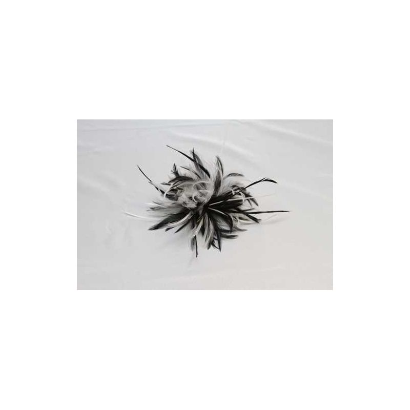 Tocado Plumas Cuello de Gallo Emperor y Marabu/Biot en Blanco y