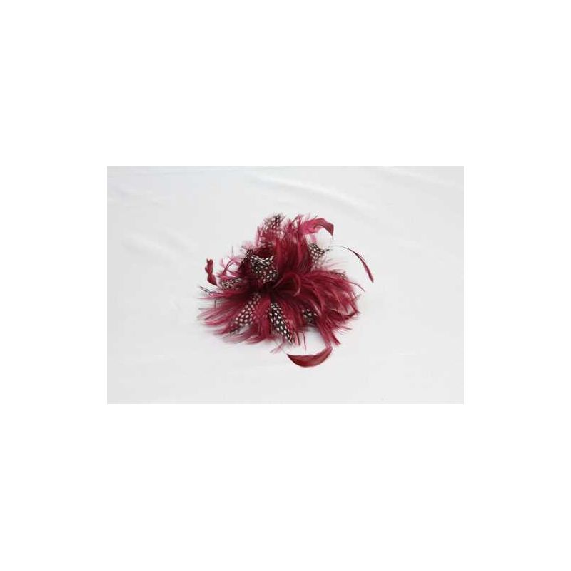 Tocado Plumas Gallina Guinea y  Gallo Cranberry