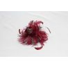 Tocado Plumas Gallina Guinea y  Gallo Cranberry