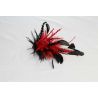 Tocado Montaje de Plumas Ganso y Avestruz Recortada Rojo y Negro