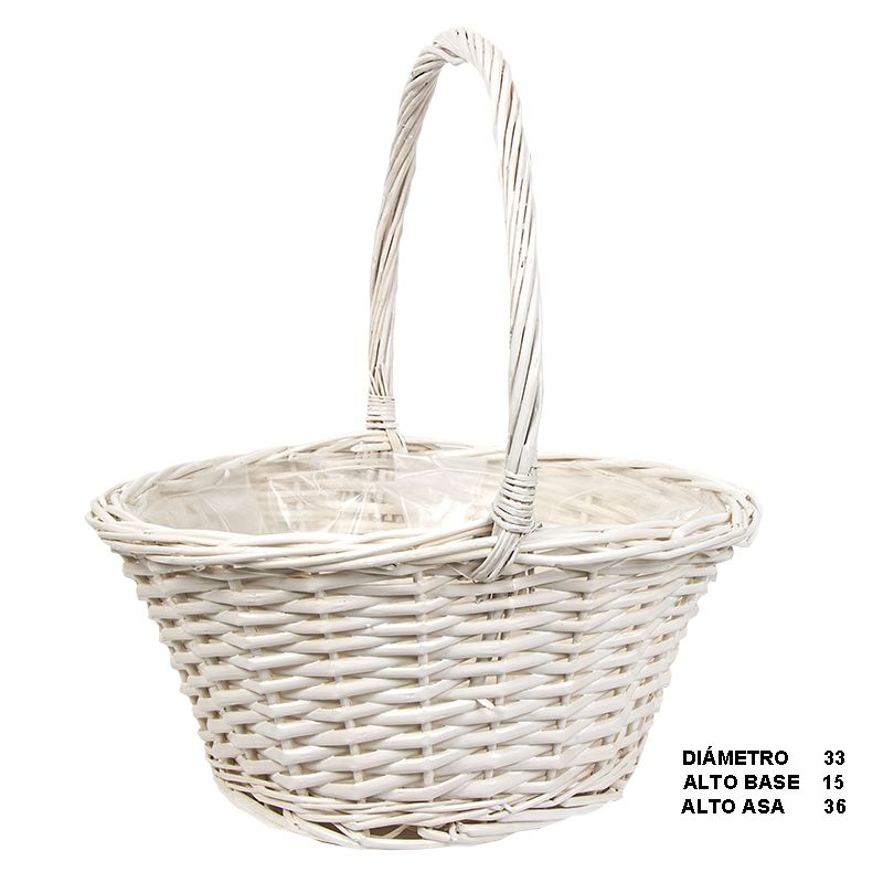 CESTA DE MIMBRE BLANCO 32 CM