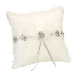 COJÍN FLORES PLATA Y LAZO ORGANZA       