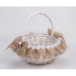 CESTA MIMBRE BLANCA CON YUTE BEIG