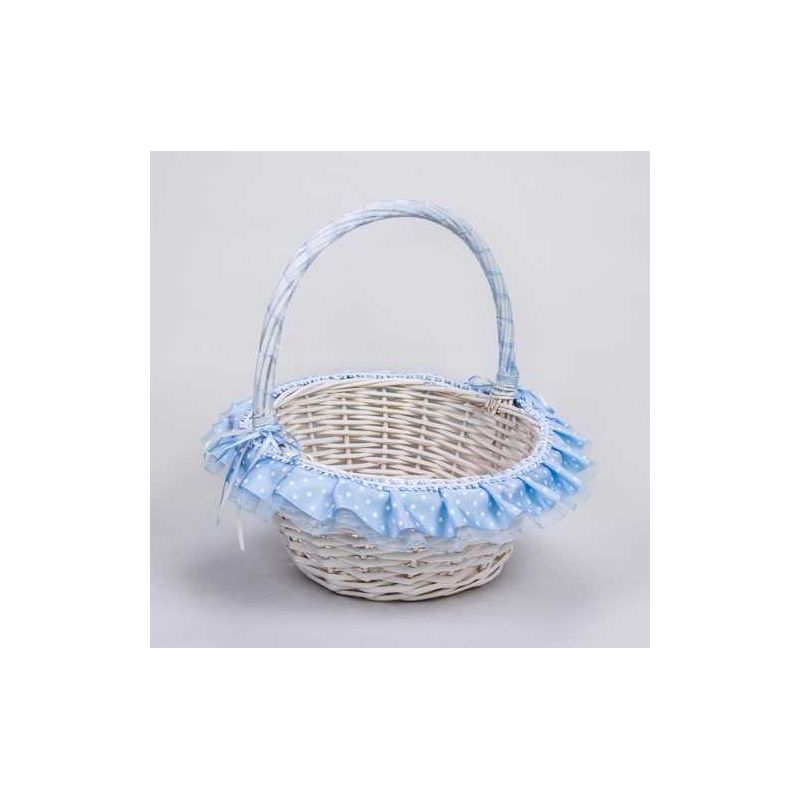 CESTA MIMBRE BLANCA PEQ LUNARES CELESTE