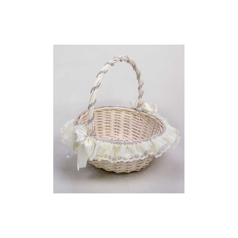 CESTA MIMBRE GDE. CON BRILLANTITOS DEC. BEIG