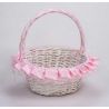 CESTA MIMBRE BLANCA PEQUEÑA LUNARES rosa