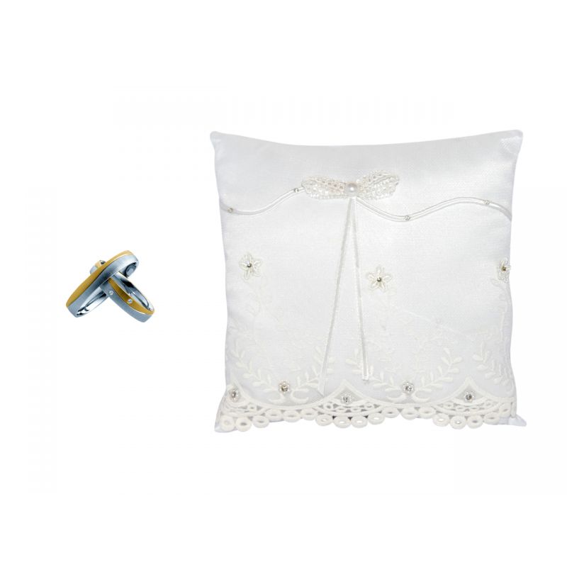 COJIN DE TELA PERLA CON BRILLANTES