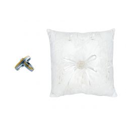 COJIN DE TELA CON PERLAS BORDADO