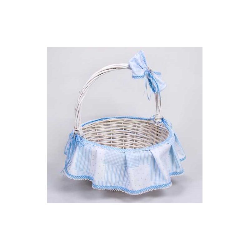 CESTA PEQ. TELA LUNARES Y RAYAS AZUL