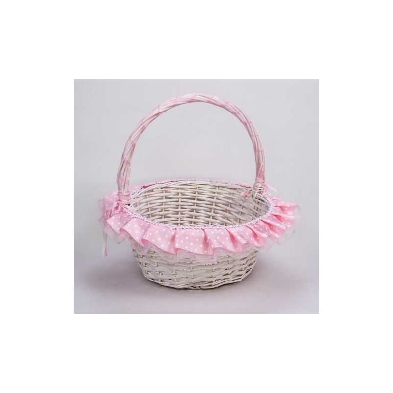 CESTA MIMBRE BLANCA GRANDE LUNARES rosa