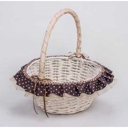 CESTA MIMBRE BLANCA GDE. LUNARES marron osc.