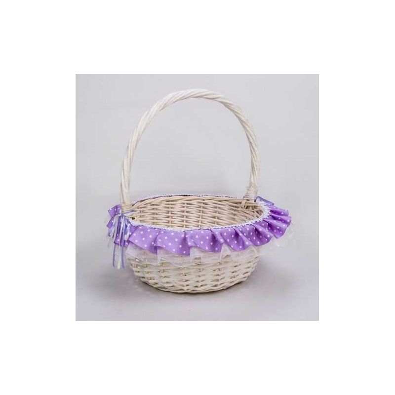 CESTA MIMBRE BLANCA GRANDE LUNARES lila