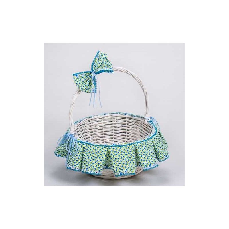 CESTA MIMBRE BLANCA MED. ESTAMPADO azul-verde
