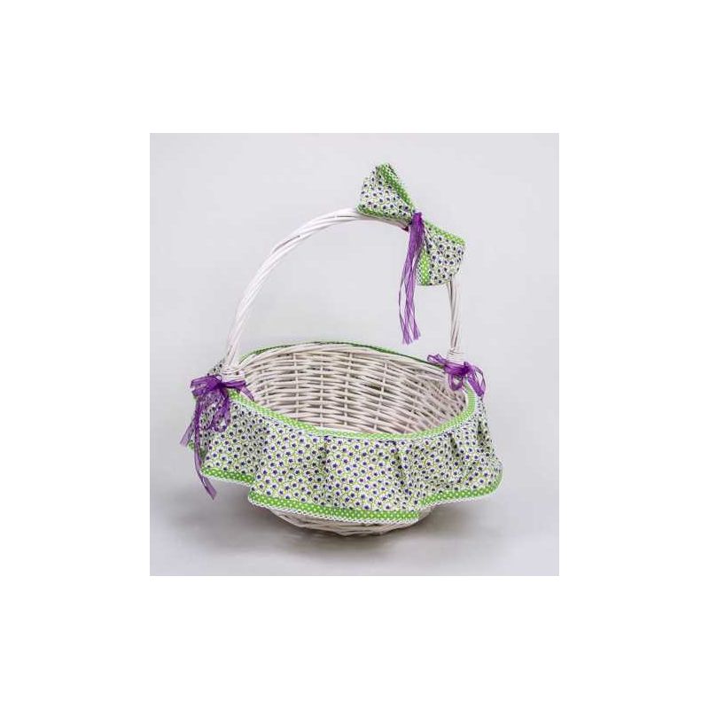 CESTA MIMBRE BLANCA PEQ. ESTAMPADO morado-verde
