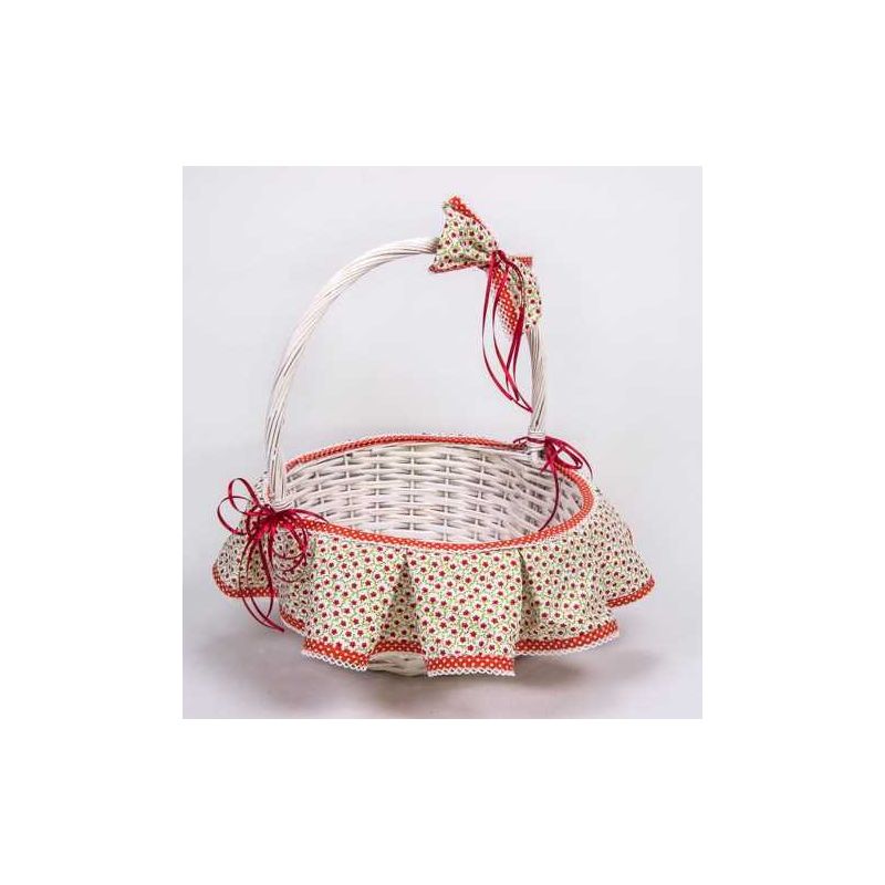 CESTA MIMBRE BLANCA GDE. ESTAMPADO rojo-verde