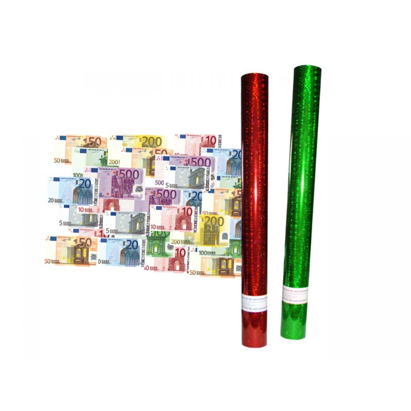 CAÑON CONFFETI CON BILLETES DE  60 CM.48 UND