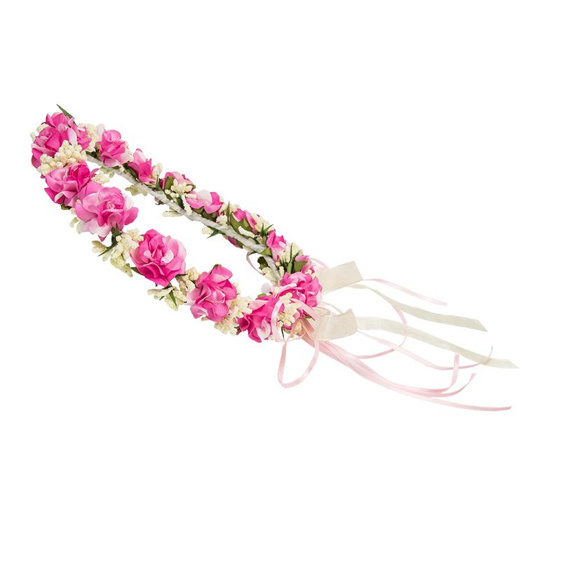 CORONITA FLORES GRANDES ROSA Y BEIG     