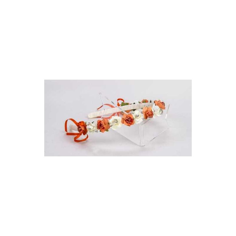 FELPA FLORES BEIGE-NARANJA