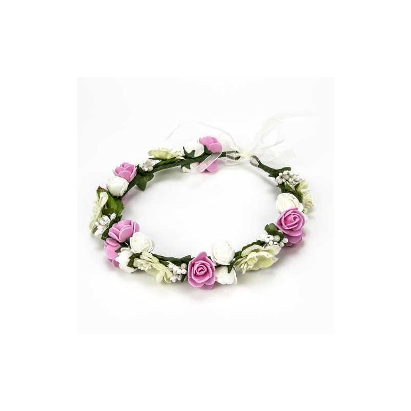 CORONITA FLORES BEIGE Y ROSA CLARO