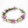 CORONITA FLORES BEIGE Y ROSA CLARO