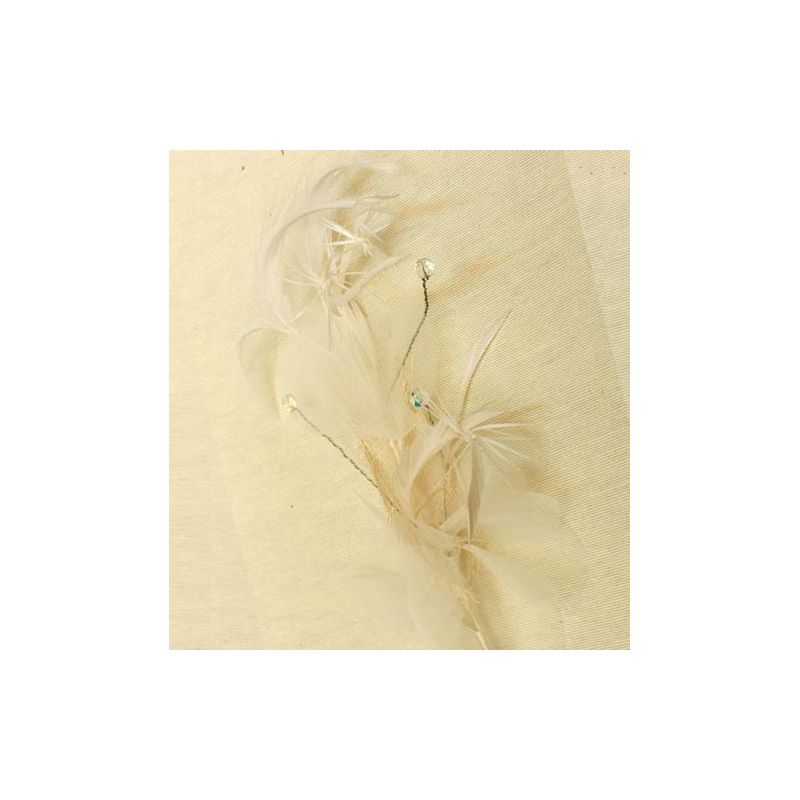 Tocado Beige Plumas y Cristal
