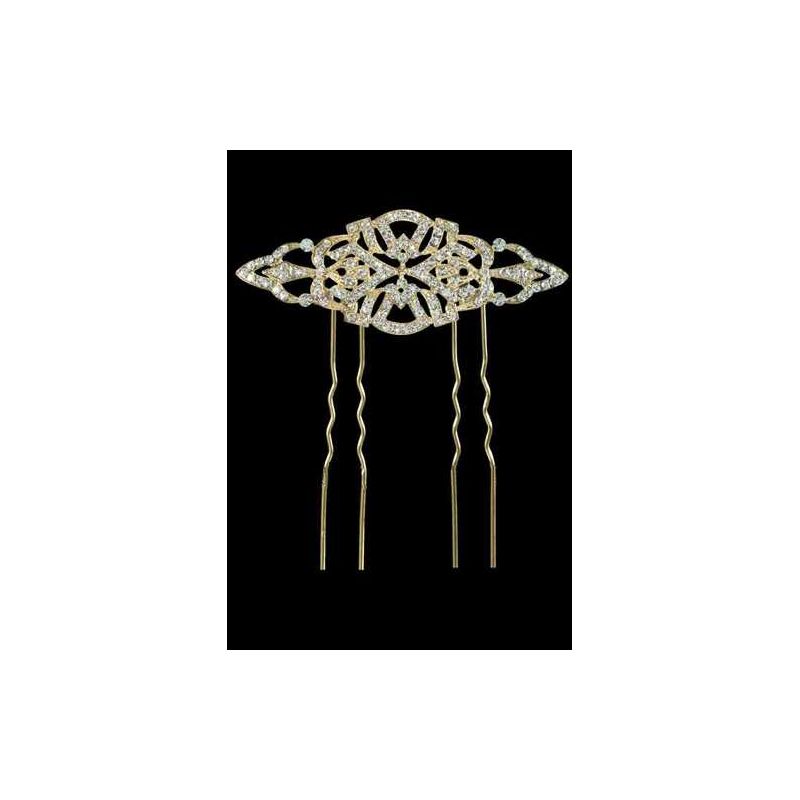 GANCHO DE PELO DORADO Y ZIRCONITAS, 7,5 cm