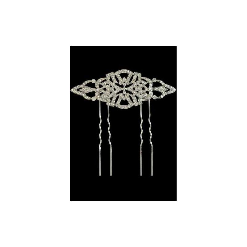GANCHO DE PELO PLATA Y ZIRCONITAS, 7,5 cm