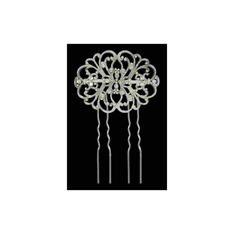 GANCHO DE PELO PLATA Y ZIRCONITAS, 5 cm