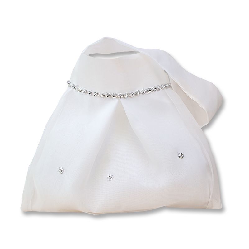 Bolso novia adornos plata blanco        