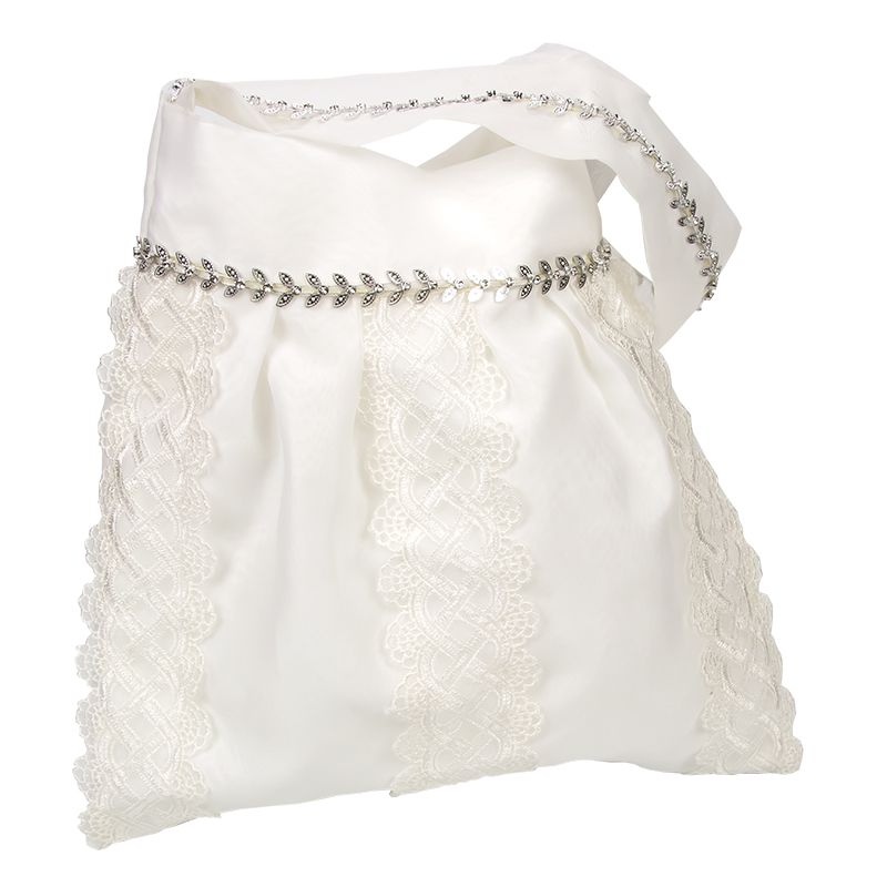 BOLSO NOVIA 3 BANDAS ENCAJE Y ADORNO PLA