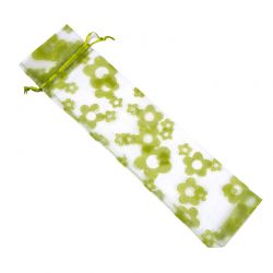 BOLSA ORGANZA CON FLORES 7*28 VERDE     