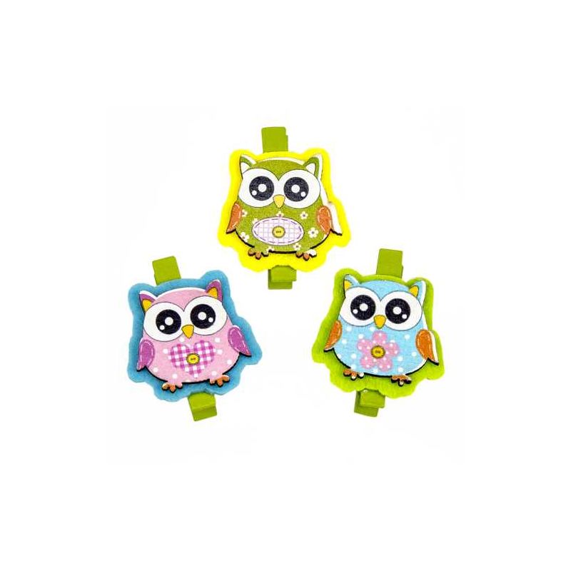 PINZA BUHO SURT. 3 COL. PACK 6 PCS