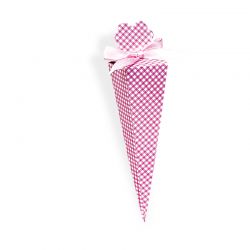 Cajita cuadros cono rosa