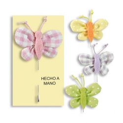 Alfiler tela mariposa  4 colores