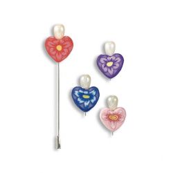 Alfiler pasta fimo flor 4 colores