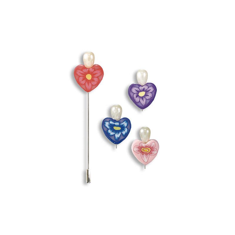 Alfiler pasta fimo flor 4 colores
