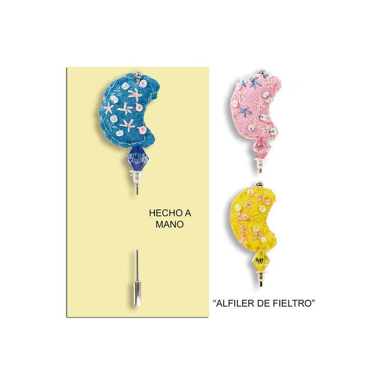 Alfiler artesano fieltro luna 3 colores