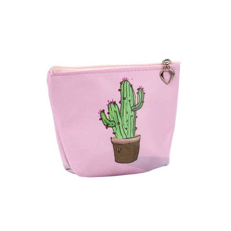 Monedero rosa con cactus