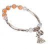 Pulsera de metal con perlas naranjas y colgante de vestido