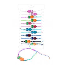 Pulsera de piñas con cuerda ajustable, en colores surtidos