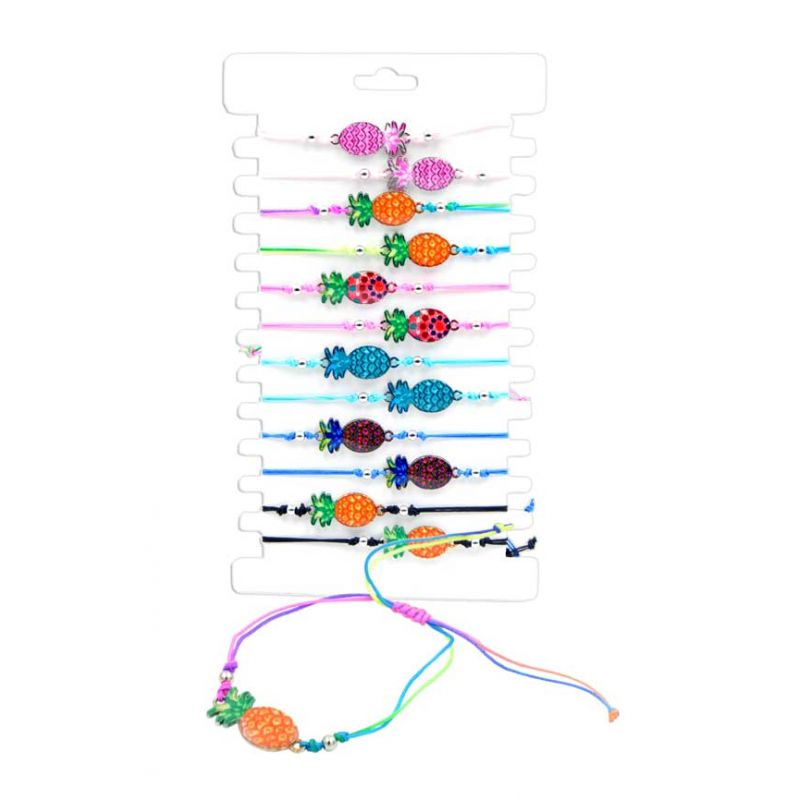 Pulsera de piñas con cuerda ajustable, en colores surtidos