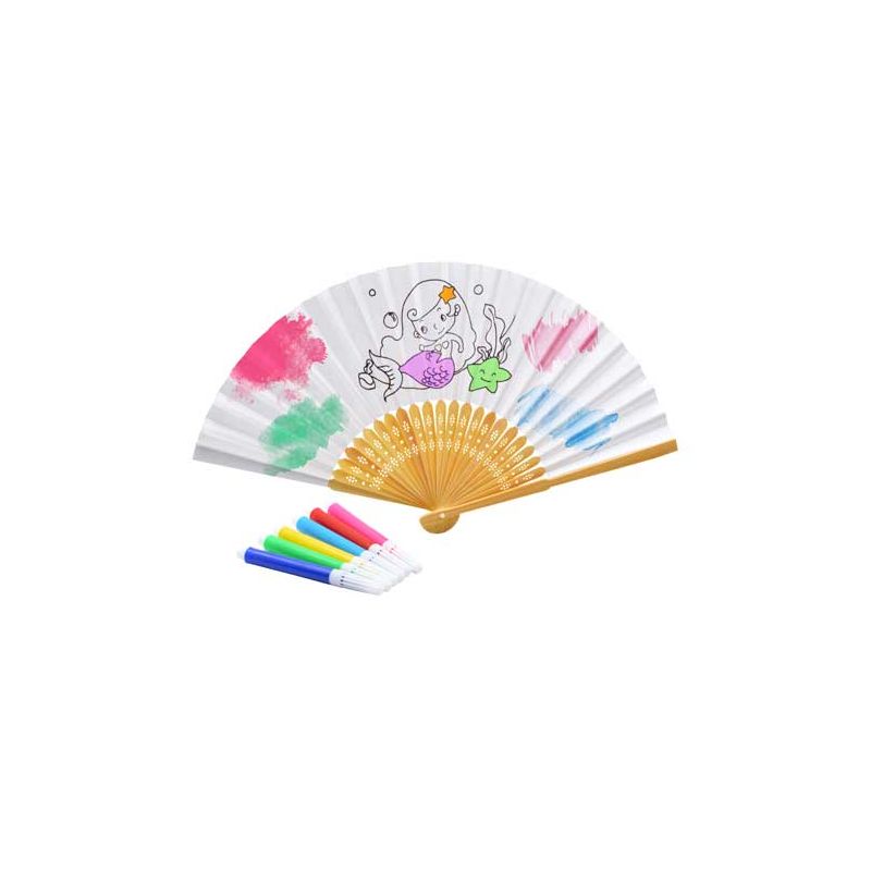 Abanico con sirena para colorear incluye pinturas